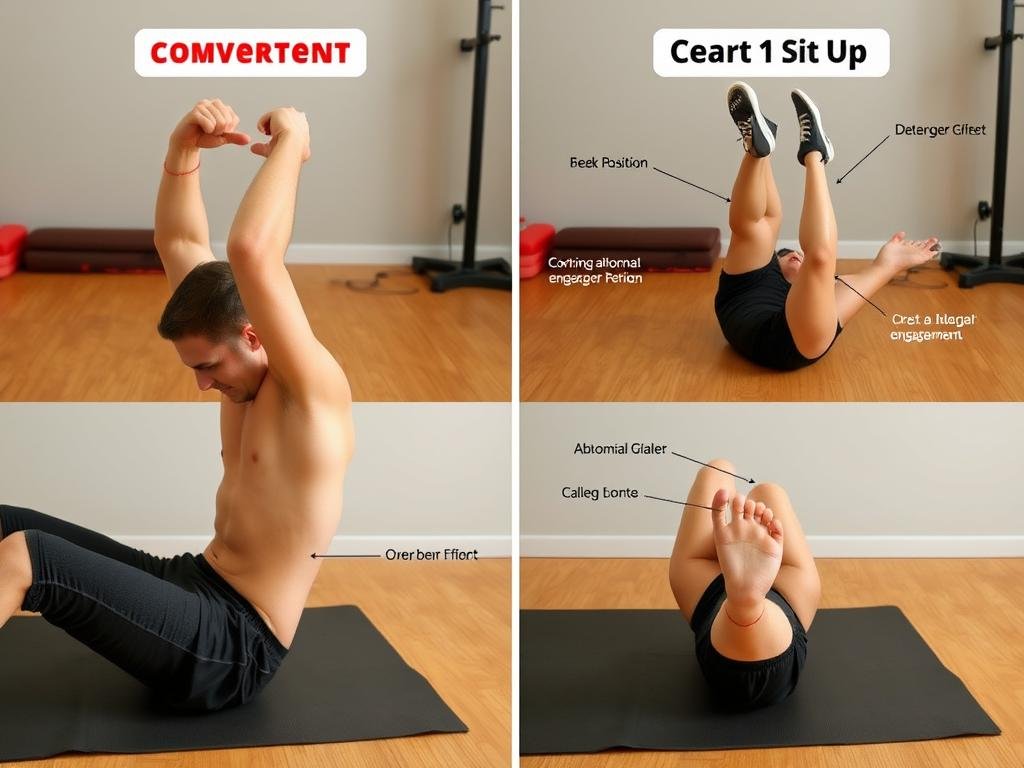 Perbandingan teknik sit-up yang benar dan salah untuk konsistensi latihan yang efektif