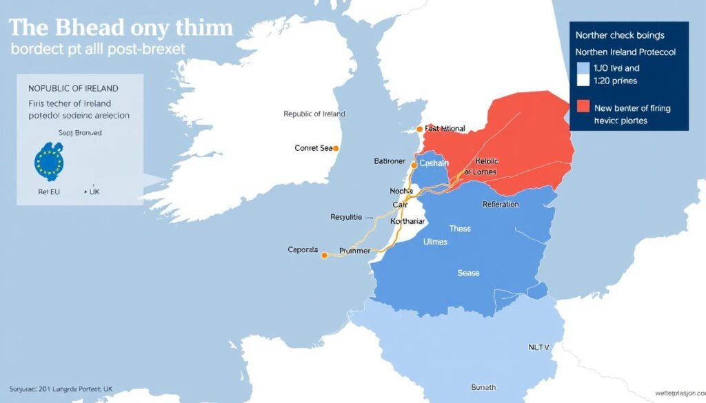 Peta perbatasan Irlandia Utara yang menunjukkan kompleksitas isu perbatasan pasca-Brexit Peta perbatasan Irlandia Utara yang menunjukkan kompleksitas isu perbatasan pasca-Brexit