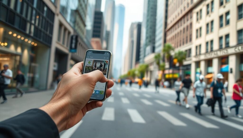 A street-level scene depicting the safe download of an Android app. In the foreground, a person's hands hold a smartphone, intently examining an app's details page. The middle ground shows a bustling city backdrop, with skyscrapers and pedestrians, conveying a sense of urban activity. Soft, natural lighting illuminates the scene, creating a calming atmosphere. The focus is on the careful research and evaluation process the person is undertaking, emphasizing the importance of verifying an app's legitimacy before installation. The overall tone is one of cautious vigilance, guiding the viewer towards a secure app downloading strategy. A street-level scene depicting the safe download of an Android app. In the foreground, a person's hands hold a smartphone, intently examining an app's details page. The middle ground shows a bustling city backdrop, with skyscrapers and pedestrians, conveying a sense of urban activity. Soft, natural lighting illuminates the scene, creating a calming atmosphere. The focus is on the careful research and evaluation process the person is undertaking, emphasizing the importance of verifying an app's legitimacy before installation. The overall tone is one of cautious vigilance, guiding the viewer towards a secure app downloading strategy.